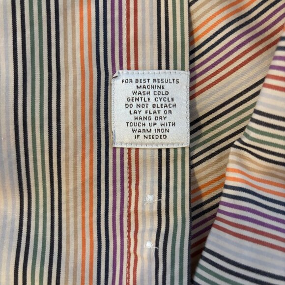 Peter Millar Mens Extra Large Multicolor Striped Cotton Button-Up Shirt - Picture 4 of 6